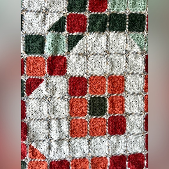 Beautiful fall colored Handmade Heart Throw Crocheted Blanket - Picture 3 of 5